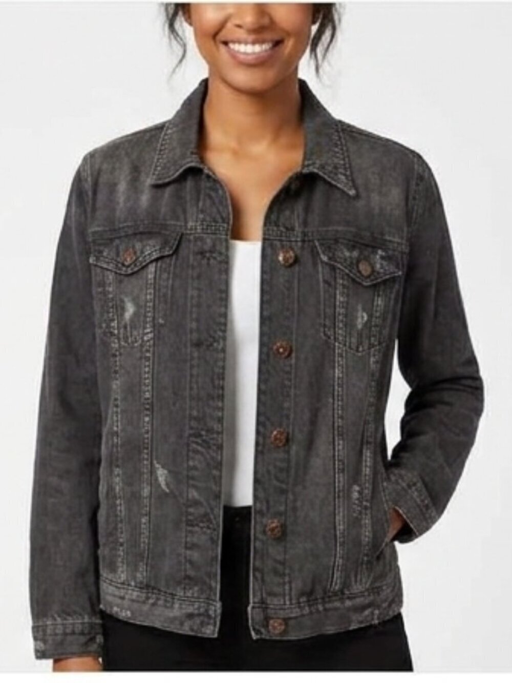 Buffalo David Bitton Women’s Size X-Large Black Pockets Distressed Denim Jacket